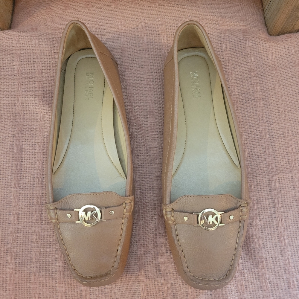Michael Kors MK Tan Leather Slip On Loafers